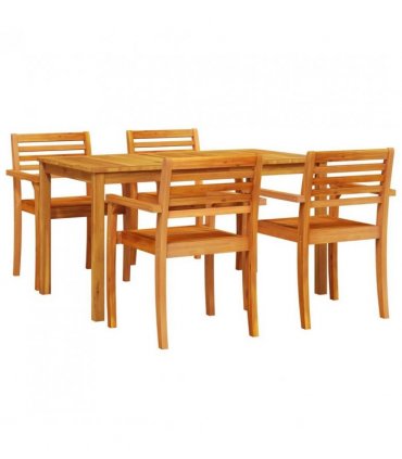 vidaXL Garden Dining Set 5 pcs Brown Solid Acacia Wood — Size: Table length of 140 cm