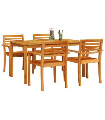 vidaXL Garden Dining Set 5 pcs Brown Solid Acacia Wood — Size: Table length of 140 cm