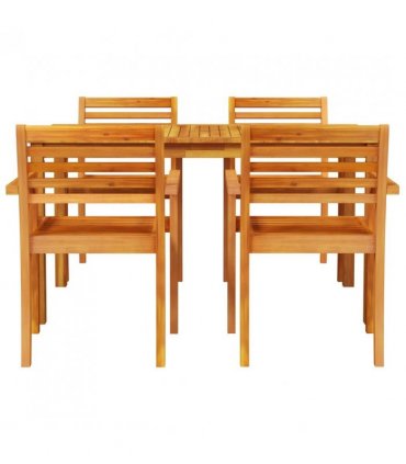 vidaXL Garden Dining Set 5 pcs Brown Solid Acacia Wood — Size: Table length of 140 cm