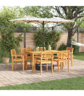 vidaXL Garden Dining Set 7 pcs Brown Solid Acacia Wood — Size: 140 cm table length
