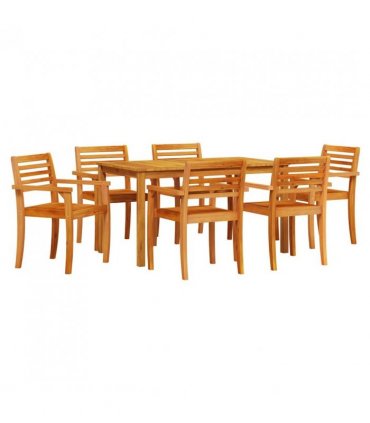 vidaXL Garden Dining Set 7 pcs Brown Solid Acacia Wood — Size: 140 cm table length