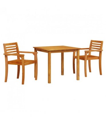 vidaXL Garden Dining Set 3 pcs Brown Solid Acacia Wood — Size: 85 cm table length