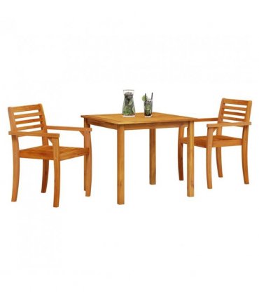 vidaXL Garden Dining Set 3 pcs Brown Solid Acacia Wood — Size: 85 cm table length