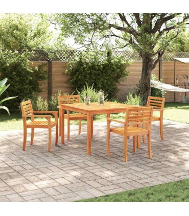 vidaXL Garden Dining Set 5 pcs Brown Solid Acacia Wood — Size: 110 cm table length