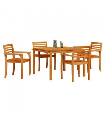vidaXL Garden Dining Set 5 pcs Brown Solid Acacia Wood — Size: 110 cm table length