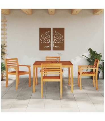 vidaXL Garden Dining Set 5 pcs Brown Solid Acacia Wood — Size: 110 cm table length