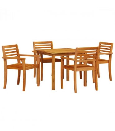 vidaXL Garden Dining Set 5 pcs Brown Solid Acacia Wood — Size: 85 cm table length