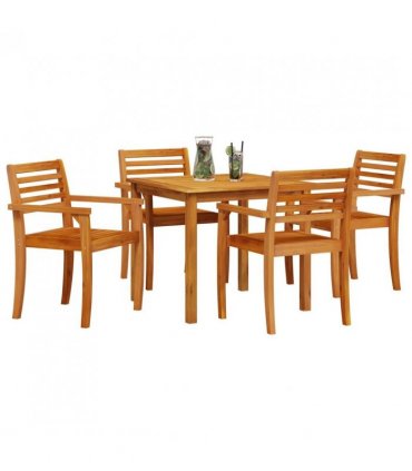 vidaXL Garden Dining Set 5 pcs Brown Solid Acacia Wood — Size: 85 cm table length