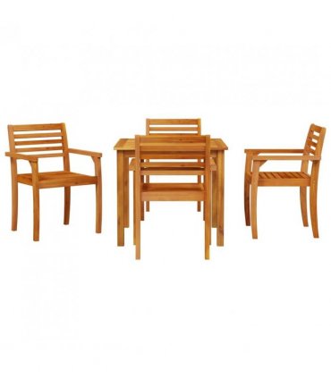vidaXL Garden Dining Set 5 pcs Brown Solid Acacia Wood — Size: 85 cm table length