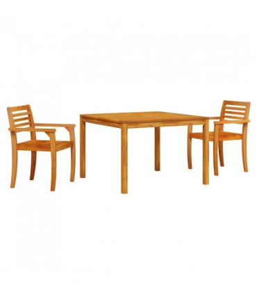 vidaXL Garden Dining Set 3 pcs Brown Solid Acacia Wood — Size: 110 cm table length