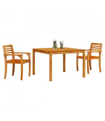 vidaXL Garden Dining Set 3 pcs Brown Solid Acacia Wood — Size: 110 cm table length