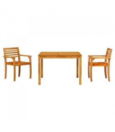 vidaXL Garden Dining Set 3 pcs Brown Solid Acacia Wood — Size: 110 cm table length