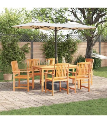 vidaXL Garden Dining Set 7 pcs Brown Solid Acacia Wood — Size: 150 cm table length — V0671999635