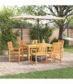 vidaXL Garden Dining Set 7 pcs Brown Solid Acacia Wood — Size: 150 cm table length — V0671999635