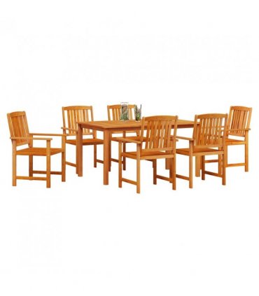vidaXL Garden Dining Set 7 pcs Brown Solid Acacia Wood — Size: 150 cm table length — V0671999635
