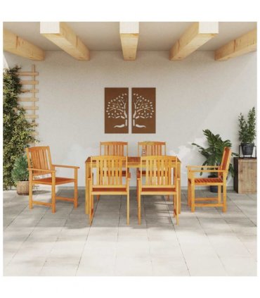 vidaXL Garden Dining Set 7 pcs Brown Solid Acacia Wood — Size: 150 cm table length — V0671999635