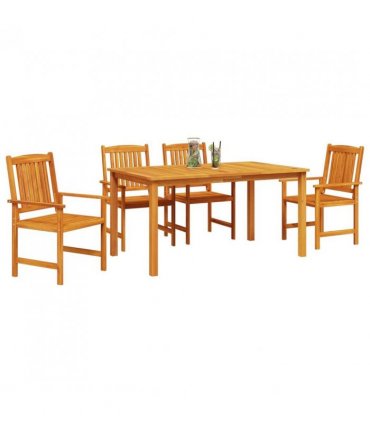 vidaXL Garden Dining Set 5 pcs Brown Solid Acacia Wood — Size: 150 cm table length — V0671999637