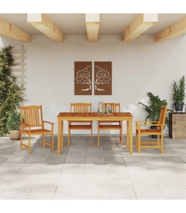 vidaXL Garden Dining Set 5 pcs Brown Solid Acacia Wood — Size: 150 cm table length — V0671999637