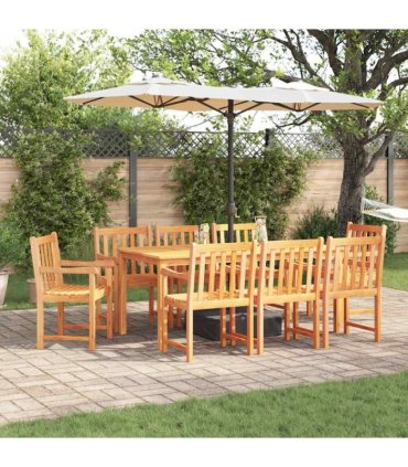 vidaXL Garden Dining Set 9 pcs Brown Solid Acacia Wood — Size: 200 cm table length