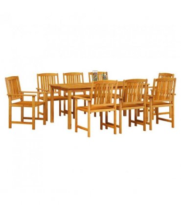 vidaXL Garden Dining Set 9 pcs Brown Solid Acacia Wood — Size: 200 cm table length