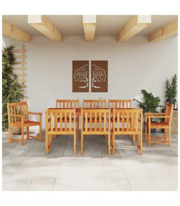 vidaXL Garden Dining Set 9 pcs Brown Solid Acacia Wood — Size: 200 cm table length