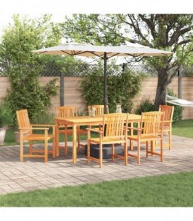 vidaXL Garden Dining Set 7 pcs Brown Solid Acacia Wood — Size: Table length 200 cm
