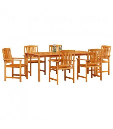 vidaXL Garden Dining Set 7 pcs Brown Solid Acacia Wood — Size: Table length 200 cm