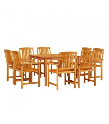 vidaXL Garden Dining Set 9 pcs Brown Solid Acacia Wood — Size: Table length 180 cm