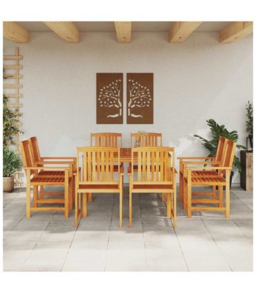vidaXL Garden Dining Set 9 pcs Brown Solid Acacia Wood — Size: Table length 180 cm