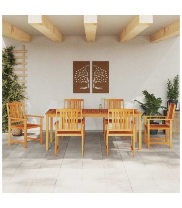 vidaXL Garden Dining Set 7 pcs Brown Solid Acacia Wood — Size: 180 cm table length