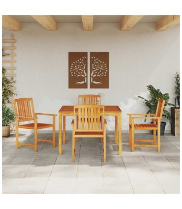 vidaXL Garden Dining Set 5 pcs Brown Solid Acacia Wood — Size: 85 cm table length — V0671999642