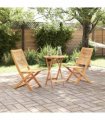 vidaXL Folding Bistro Set Folding 3 pcs Brown Solid Acacia Wood — Size: 60 cm table diameter, Model: 2x chairs +round table