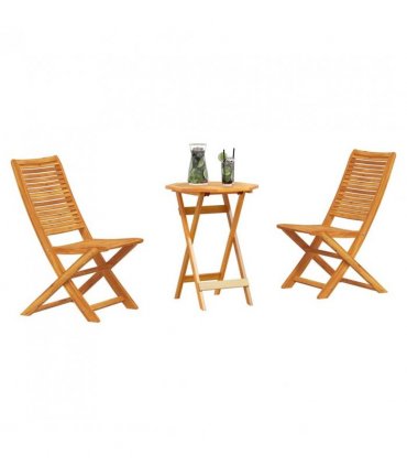 vidaXL Folding Bistro Set Folding 3 pcs Brown Solid Acacia Wood — Size: 60 cm table diameter, Model: 2x chairs +round table