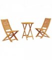 vidaXL Folding Bistro Set Folding 3 pcs Brown Solid Acacia Wood — Size: 60 cm table diameter, Model: 2 chairs +round table