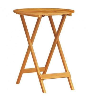 vidaXL Folding Bistro Set Folding 3 pcs Brown Solid Acacia Wood — Size: 60 cm table diameter, Model: 2 chairs +round table