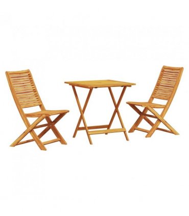 vidaXL Folding Bistro Set Folding 3 pcs Brown Solid Acacia Wood — Size: 70 cm table length, Model: 2x chair +square table