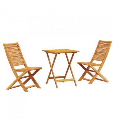 vidaXL Folding Bistro Set Folding 3 pcs Brown Solid Acacia Wood — Size: 60 cm table length, Model: 2x chairs +square table