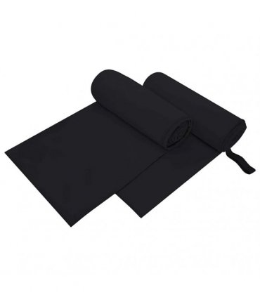 vidaXL Sports Towels 2 pcs Black 200 x 100 cm Polyester and polyamide