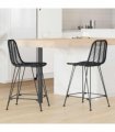 vidaXL Bar Chair 2 pcs 44.5 x 54.5 x 97.5 cm Rattan and Iron — Colour: Black