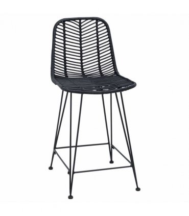 vidaXL Bar Chair 2 pcs 44.5 x 54.5 x 97.5 cm Rattan and Iron — Colour: Black