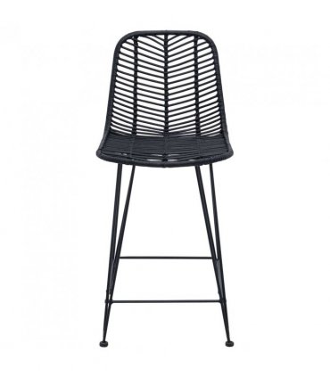 vidaXL Bar Chair 2 pcs 44.5 x 54.5 x 97.5 cm Rattan and Iron — Colour: Black