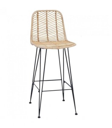 vidaXL Bar Chair 2 pcs 44 x 52 x 111 cm Rattan and Iron — Colour: Natural, Size: 44.5 x 53 x 111 cm