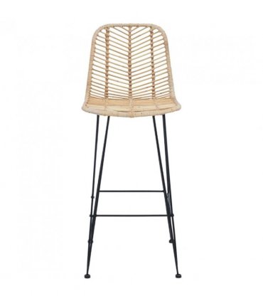 vidaXL Bar Chair 2 pcs 44 x 52 x 111 cm Rattan and Iron — Colour: Natural, Size: 44.5 x 53 x 111 cm