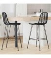 vidaXL Bar Chair 2 pcs 44 x 52 x 111 cm Rattan and Iron — Colour: Black, Size: 44.5 x 53 x 111 cm