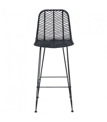 vidaXL Bar Chair 2 pcs 44 x 52 x 111 cm Rattan and Iron — Colour: Black, Size: 44.5 x 53 x 111 cm