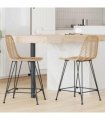 vidaXL Bar Chair 2 pcs 44.5 x 54.5 x 97.5 cm Rattan and Iron — Colour: Natural