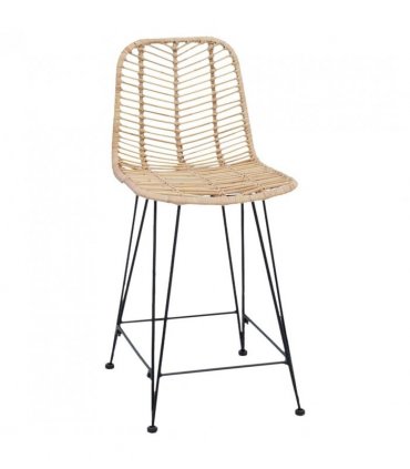 vidaXL Bar Chair 2 pcs 44.5 x 54.5 x 97.5 cm Rattan and Iron — Colour: Natural