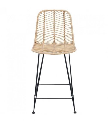 vidaXL Bar Chair 2 pcs 44.5 x 54.5 x 97.5 cm Rattan and Iron — Colour: Natural