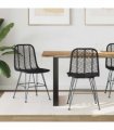 vidaXL Dining Chair 2 pcs Rattan and Iron Black 44.5 x 54.5 x 85 cm