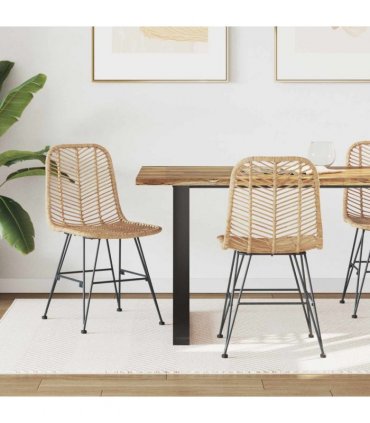 vidaXL Dining Chair 2 pcs Rattan and Iron Natural 44.5 x 54.5 x 85 cm
